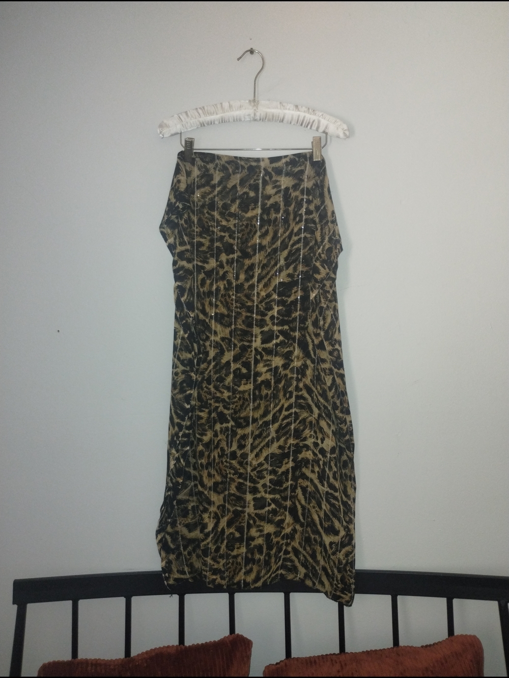 Sheer Leopard Wrap Shawl Metallic Pinstripe Vintage